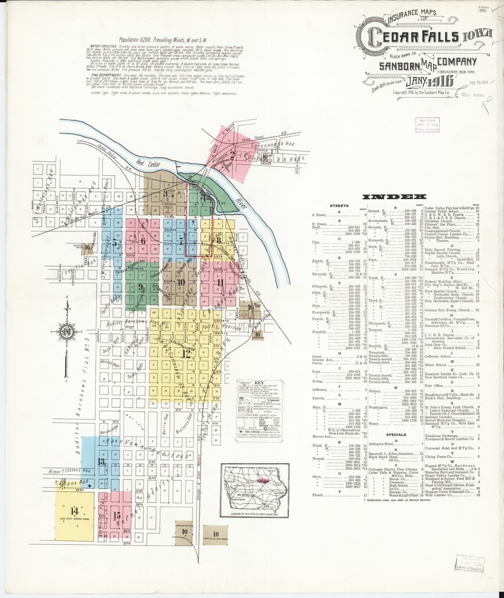 Cedar Falls, Iowa - 1916 Sanborn Map