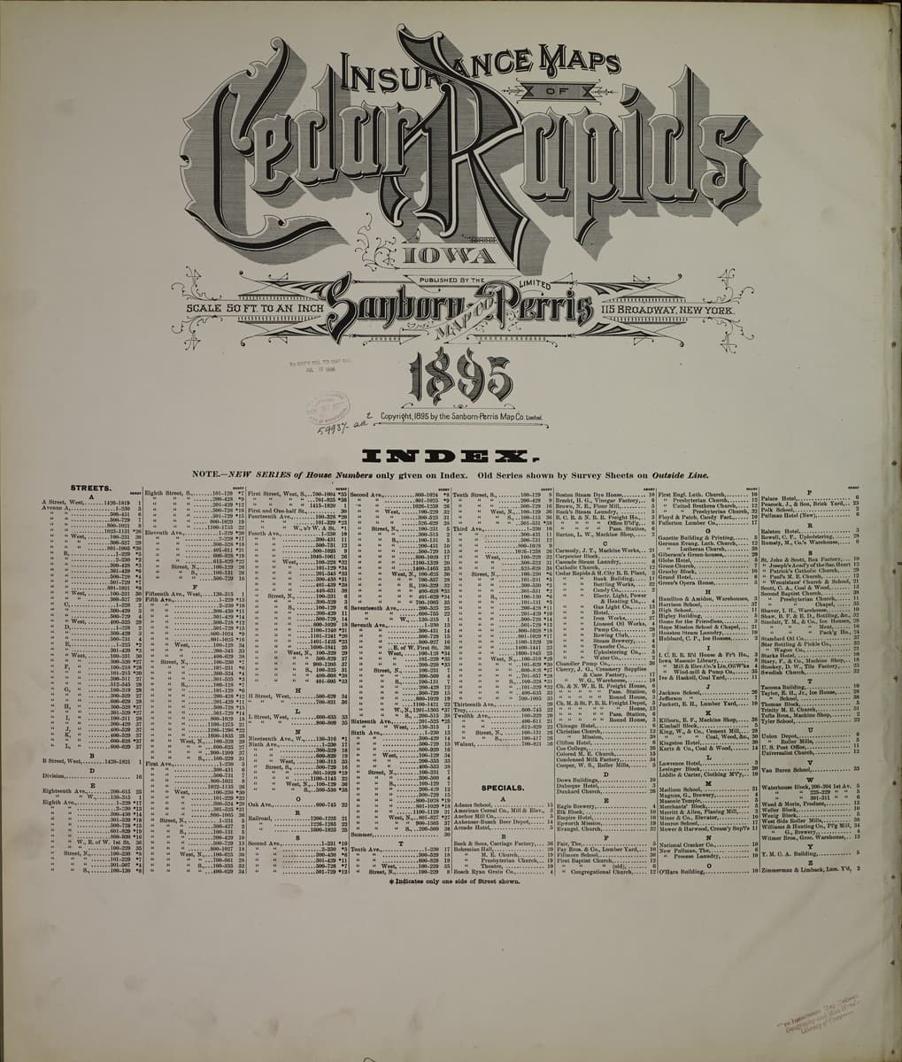 Cedar Rapids, Iowa - 1895 Sanborn Map