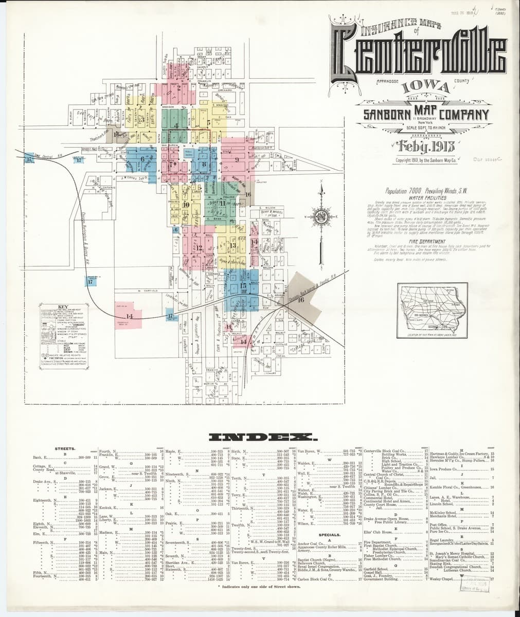 Centerville, Iowa - 1913 Sanborn Map