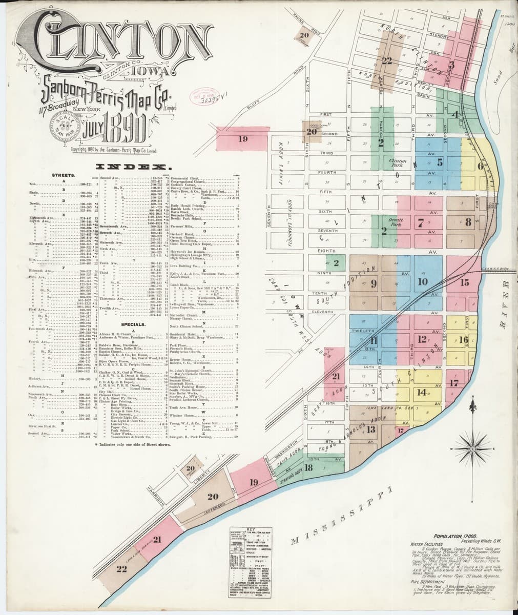 Clinton, Iowa - 1890 Sanborn Map