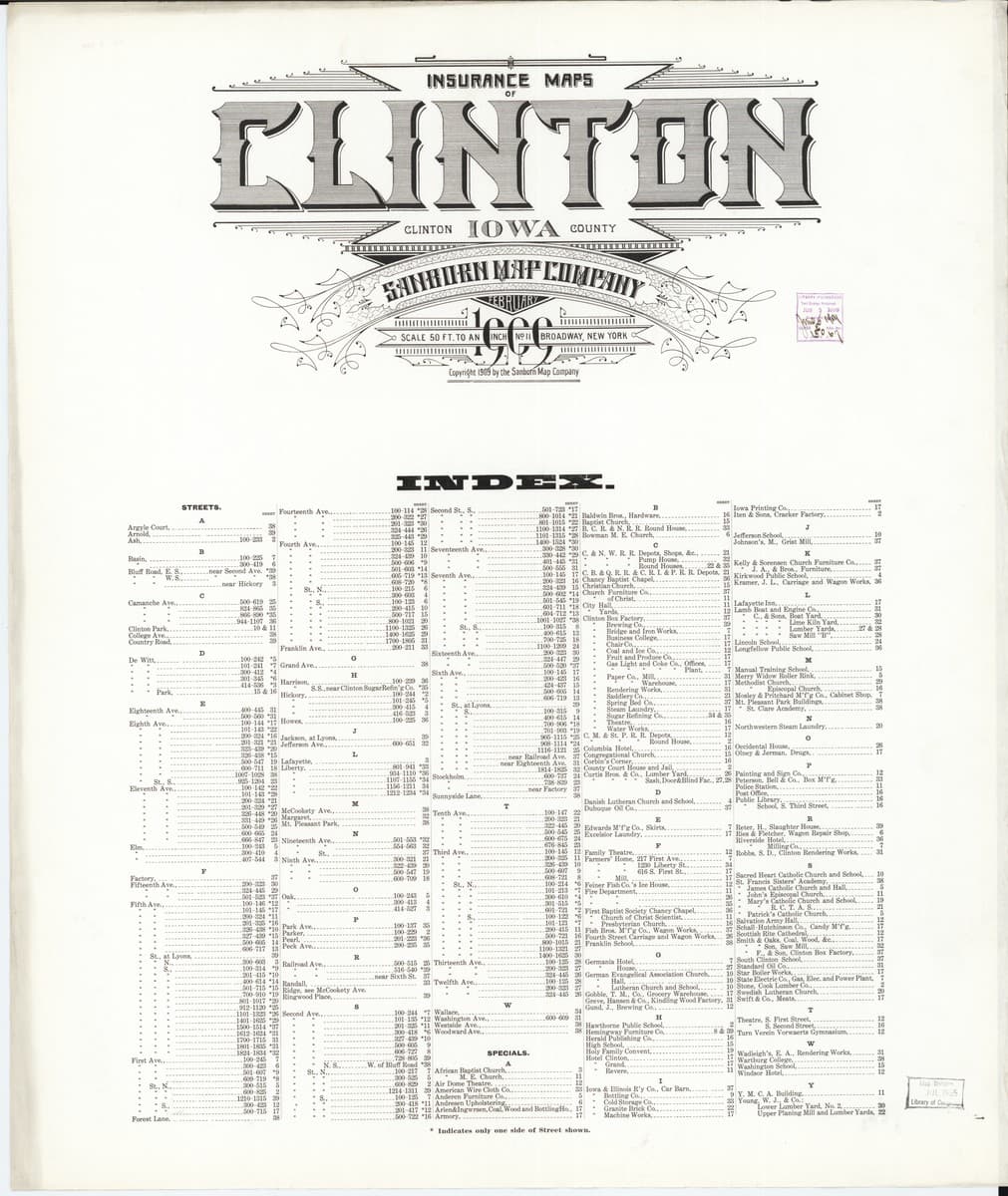 Clinton, Iowa - 1909 Sanborn Map