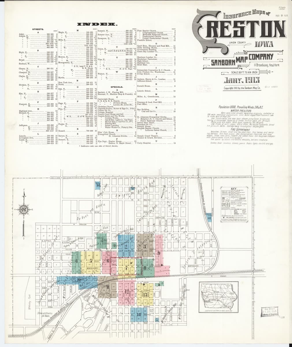 Creston, Iowa - 1913 Sanborn Map