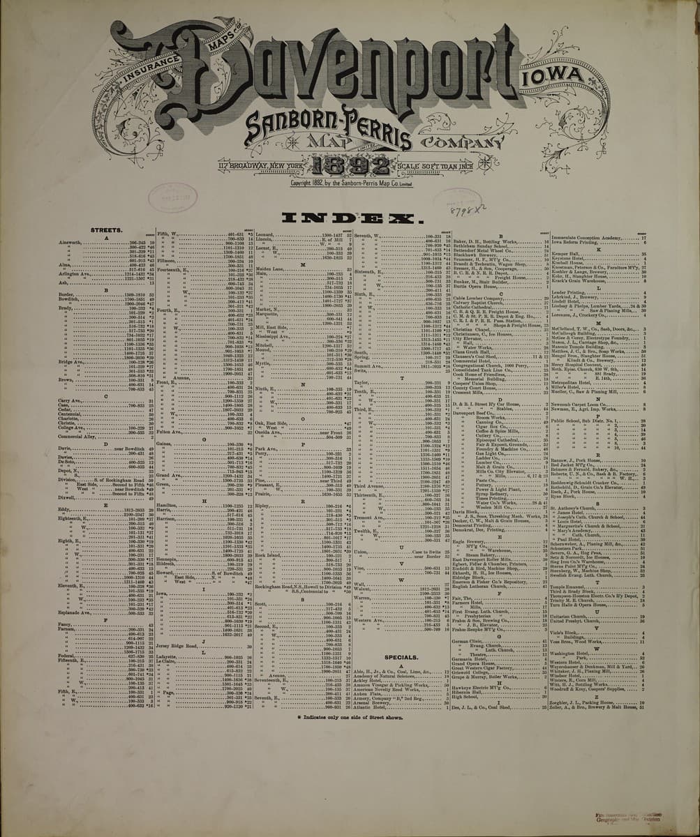 Davenport, Iowa - 1892 Sanborn Map