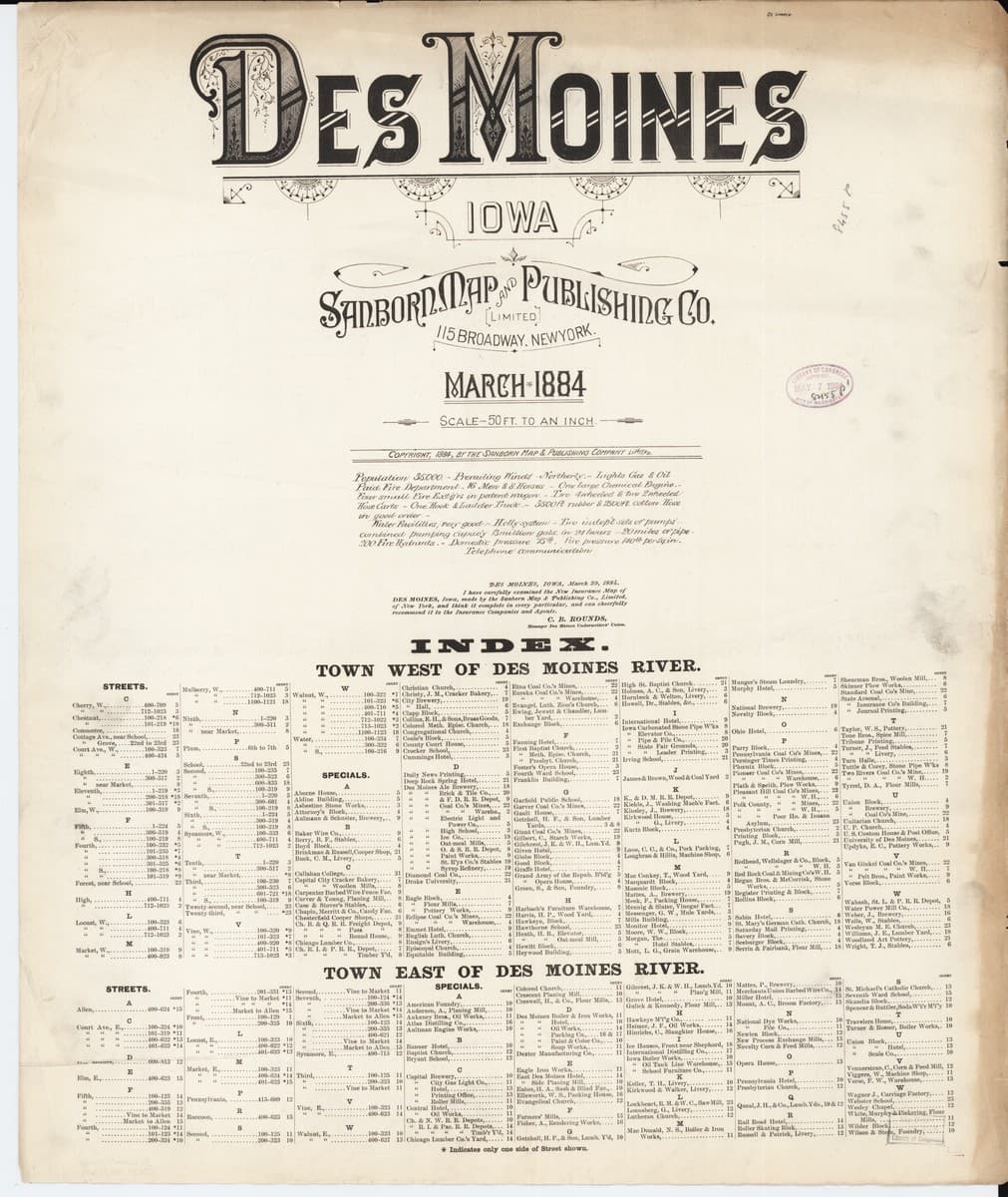 Des Moines, Iowa - 1884 Sanborn Map
