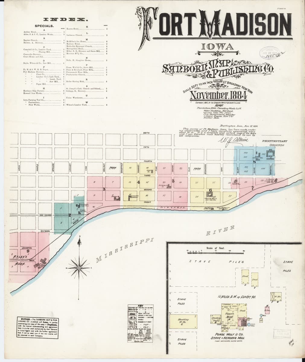 Fort Madison, Iowa - 1884 Sanborn Map