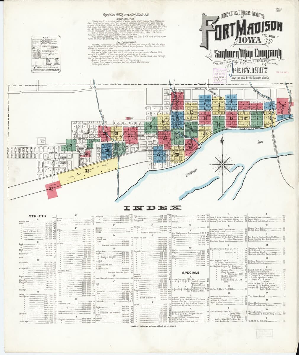 Fort Madison, Iowa - 1907 Sanborn Map