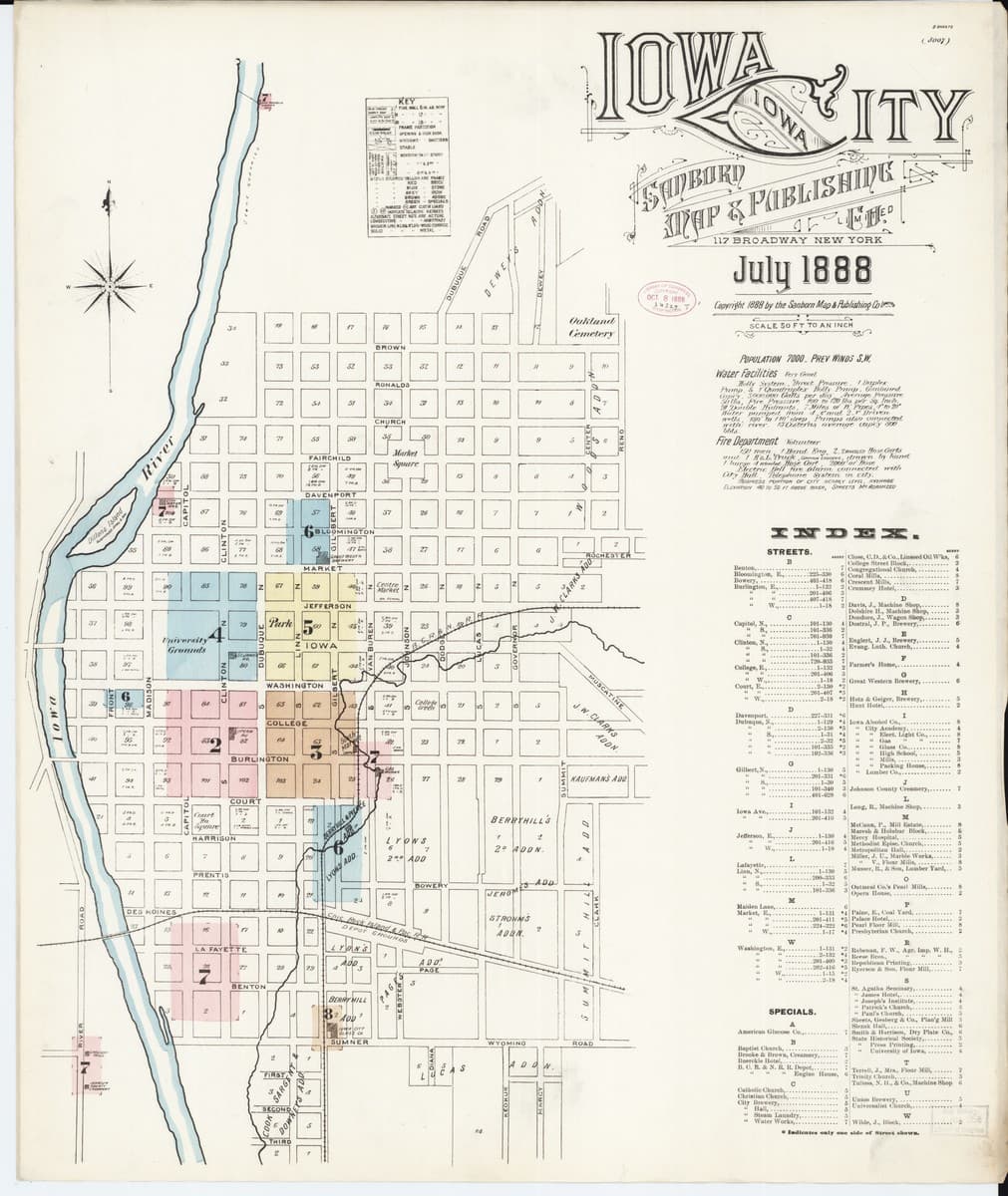 Iowa City, Iowa - 1888 Sanborn Map