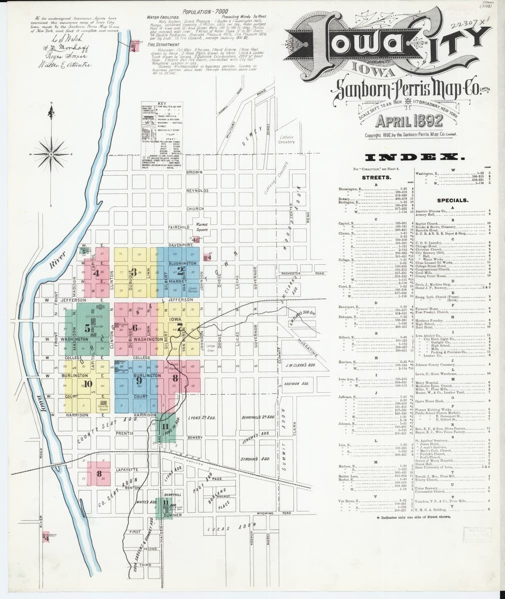 Iowa City, Iowa - 1892 Sanborn Map