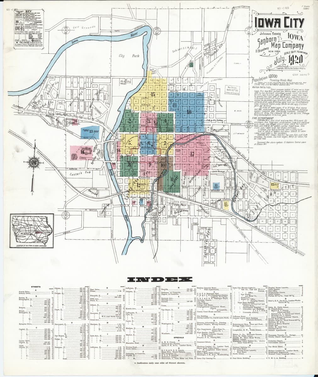Iowa City, Iowa - 1920 Sanborn Map