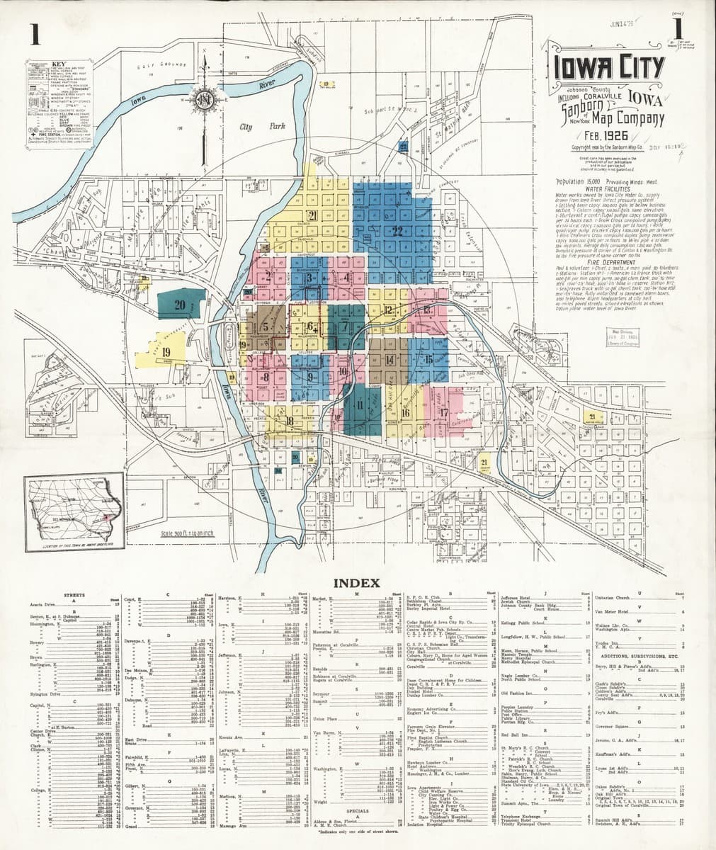 Iowa City, Iowa - 1926 Sanborn Map