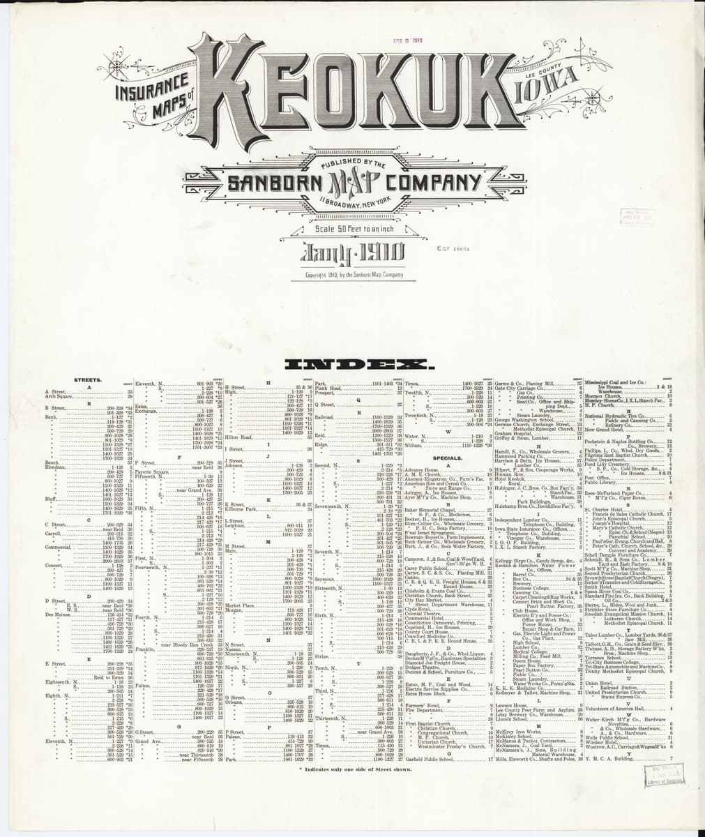 Keokuk, Iowa - 1910 Sanborn Map