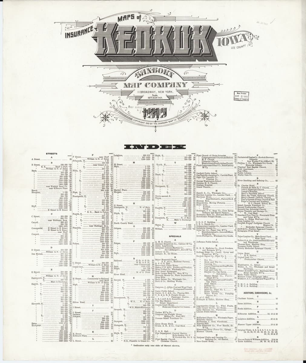 Keokuk, Iowa - 1919 Sanborn Map