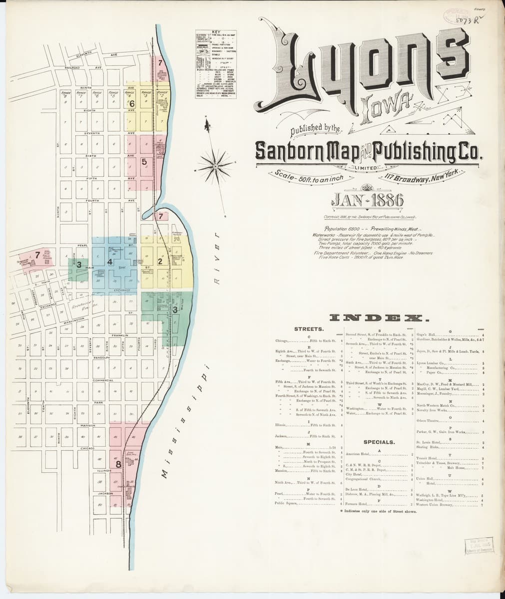 Lyons, Iowa - 1886 Sanborn Map