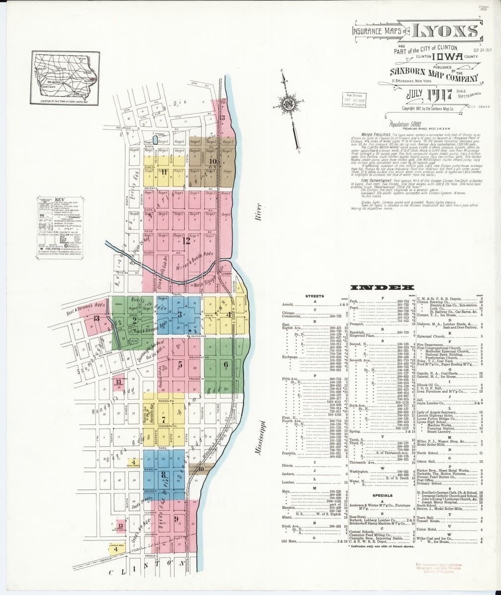 Lyons, Iowa - 1917 Sanborn Map