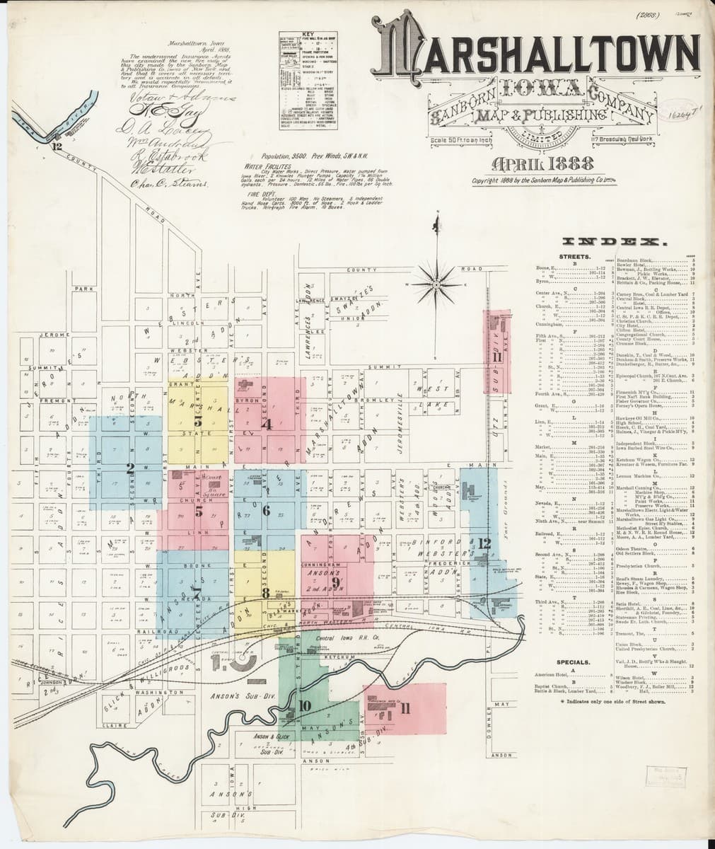 Marshalltown, Iowa - 1888 Sanborn Map