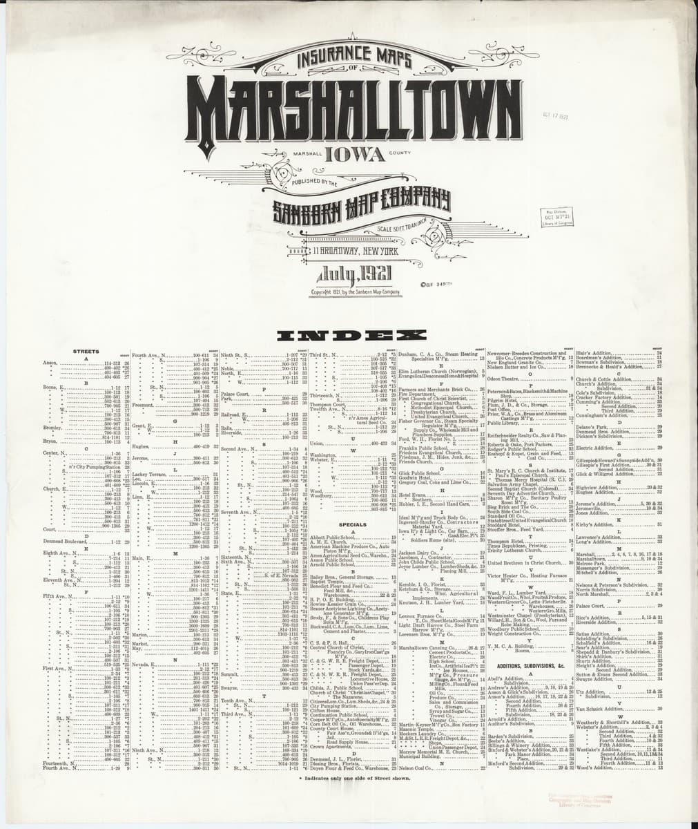 Marshalltown, Iowa - 1921 Sanborn Map