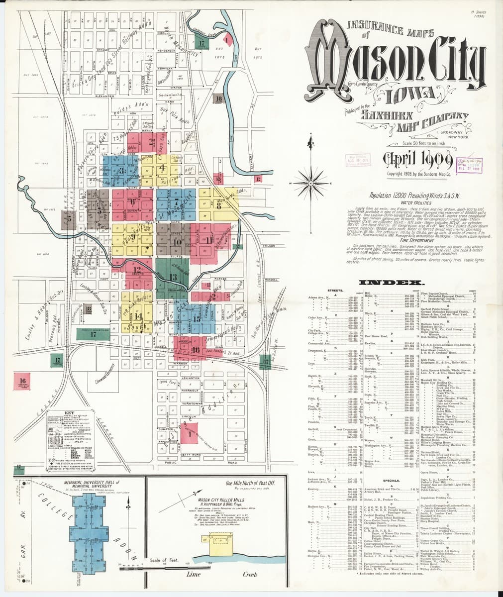 Mason City, Iowa - 1909 Sanborn Map