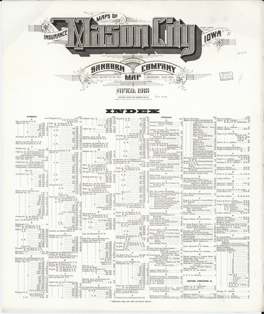 Mason City, Iowa - 1918 Sanborn Map