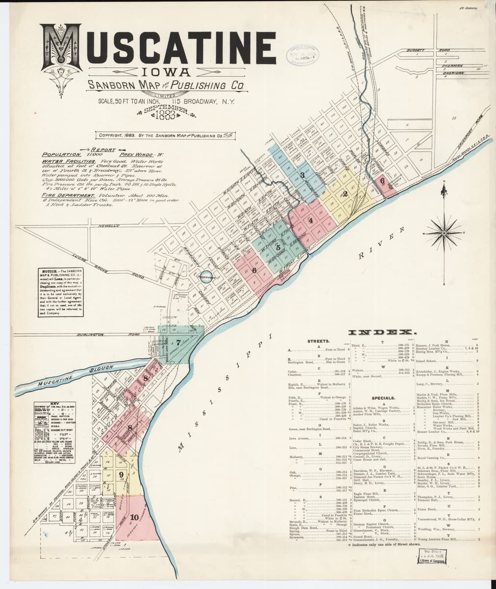 Muscatine, Iowa - 1883 Sanborn Map