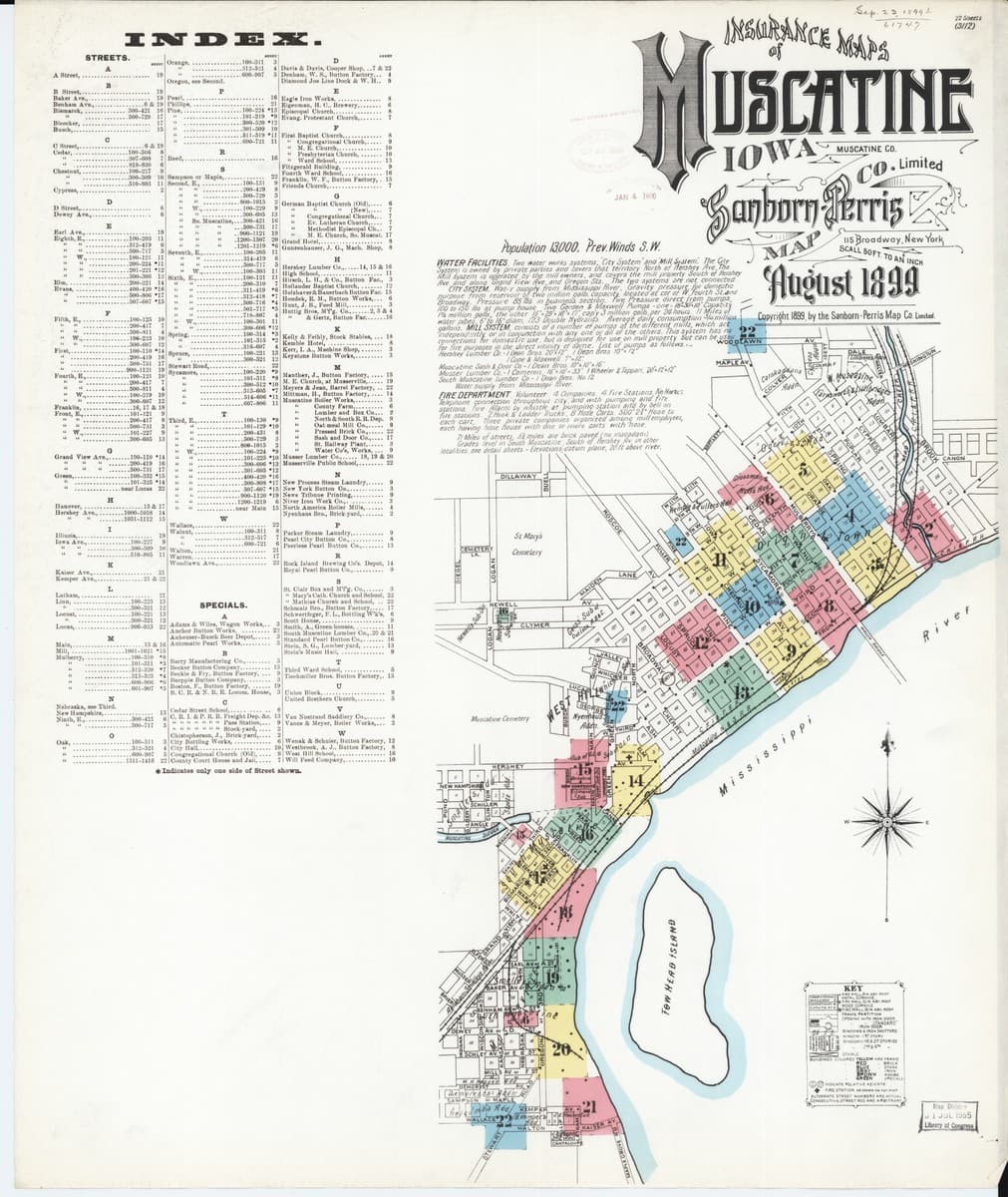 Muscatine, Iowa - 1899 Sanborn Map