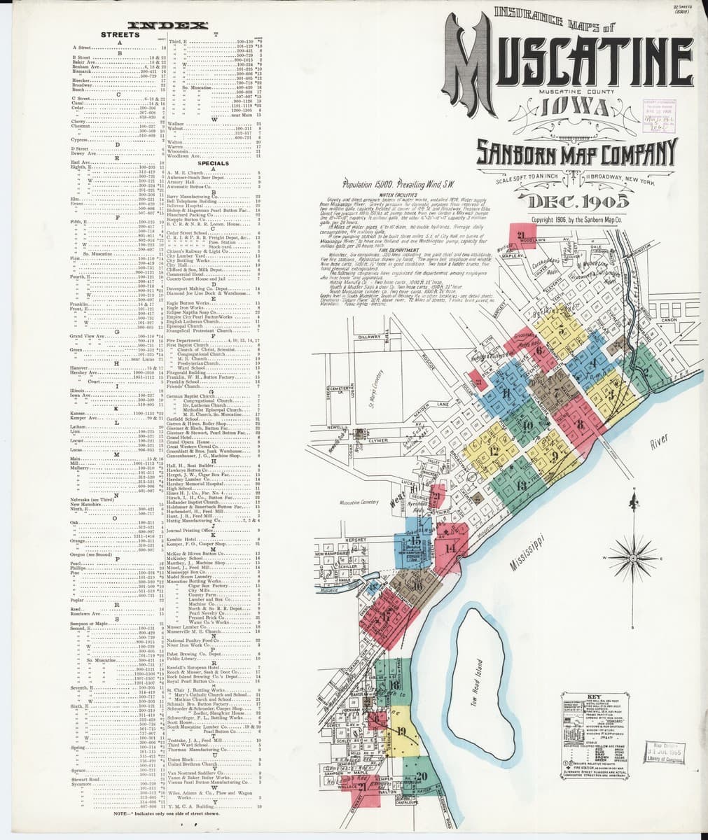 Muscatine, Iowa - 1905 Sanborn Map
