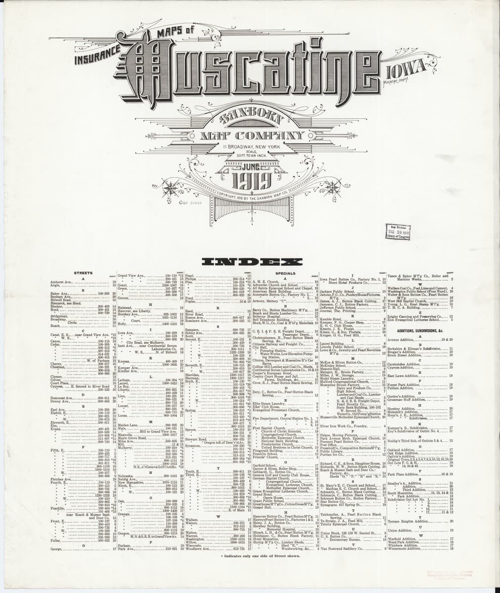 Muscatine, Iowa - 1919 Sanborn Map