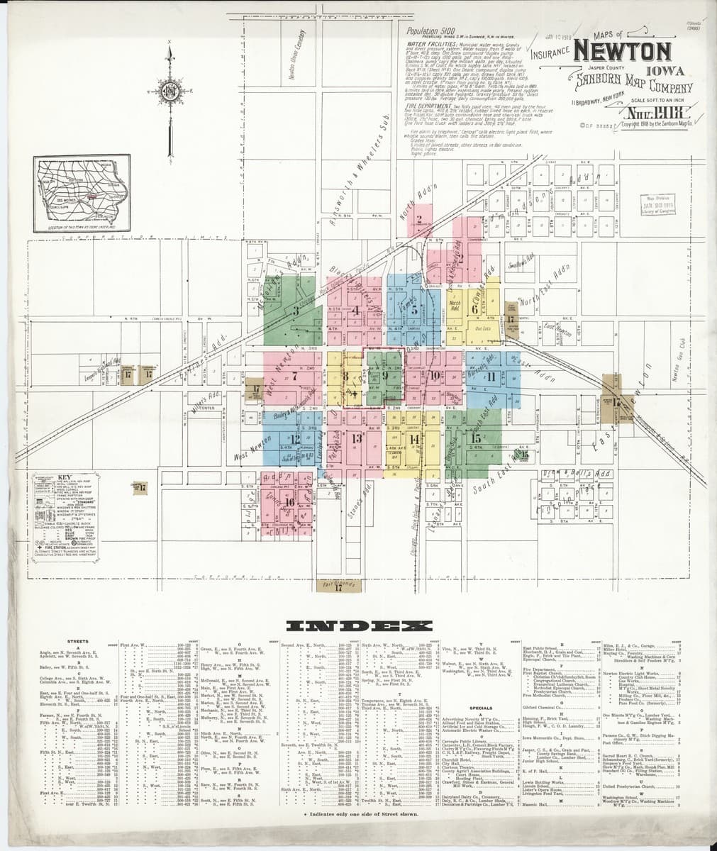 Newton, Iowa - 1918 Sanborn Map