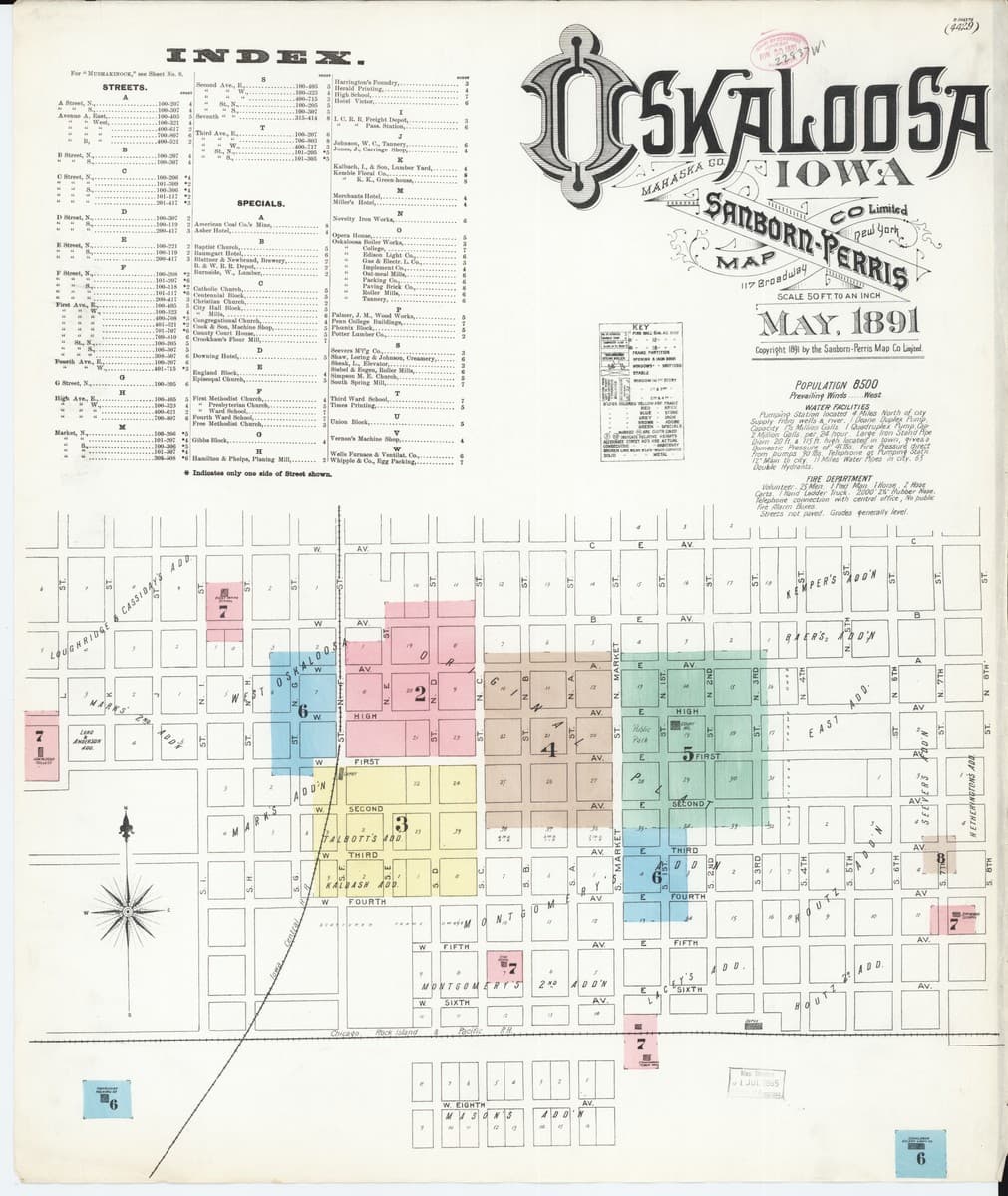 Oskaloosa, Iowa - 1891 Sanborn Map