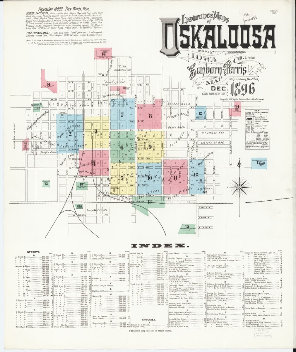 Oskaloosa, Iowa - 1896 Sanborn Map