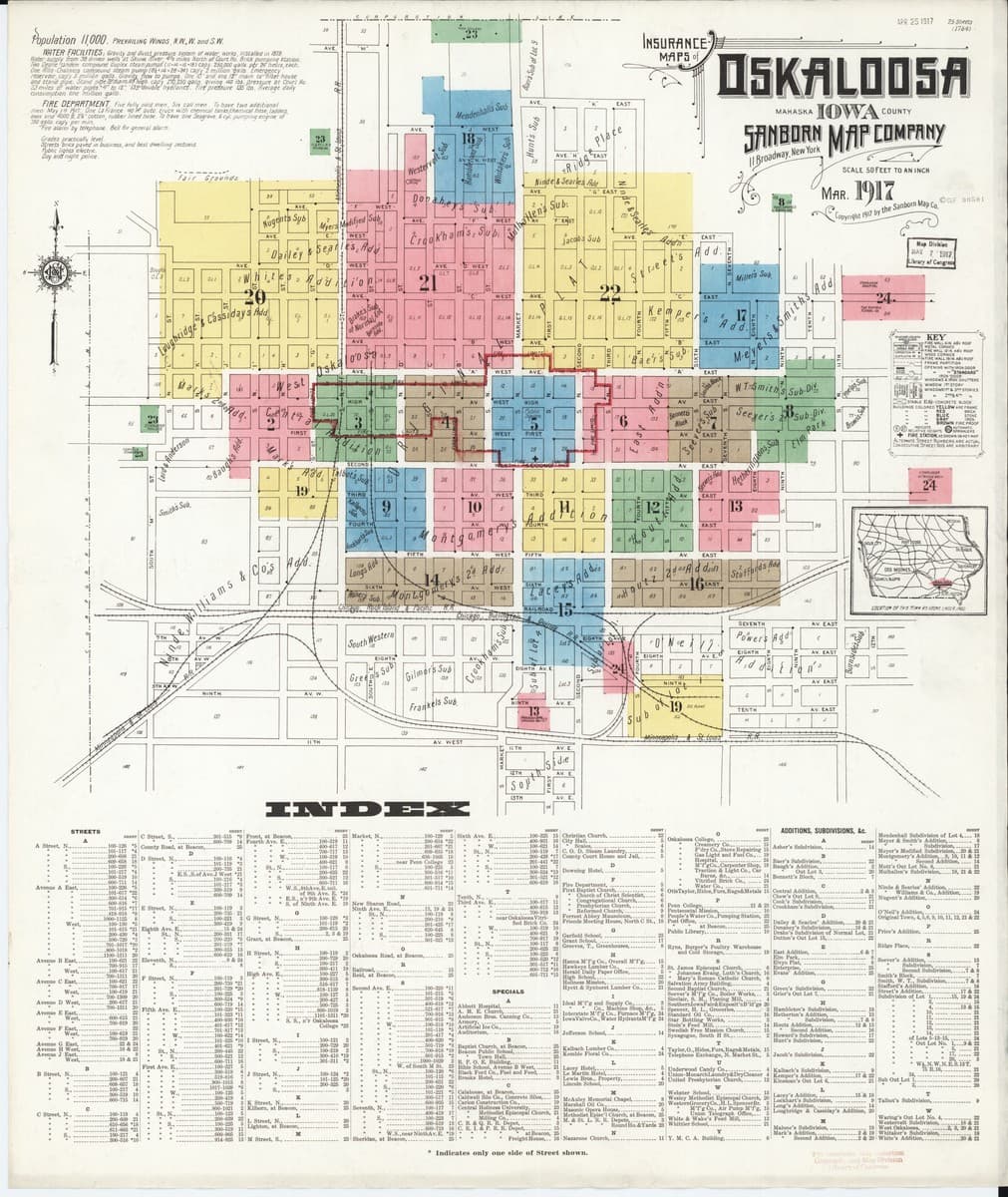 Oskaloosa, Iowa - 1917 Sanborn Map