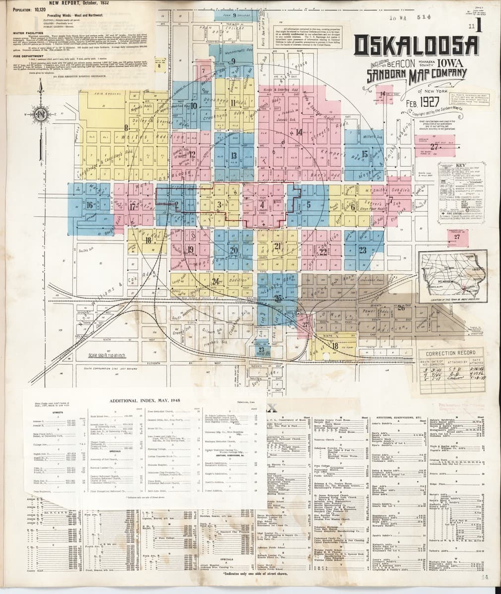 Oskaloosa, Iowa - 1927 Sanborn Map