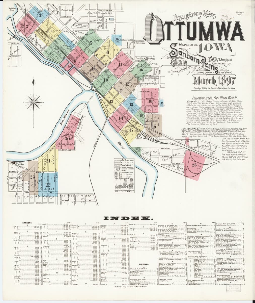 Ottumwa, Iowa - 1897 Sanborn Map
