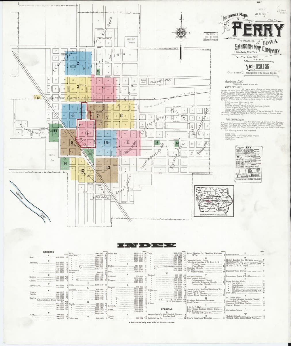 Perry, Iowa - 1918 Sanborn Map