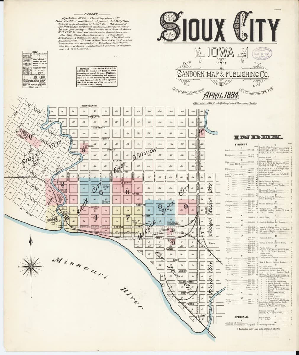 Sioux City, Iowa - 1884 Sanborn Map