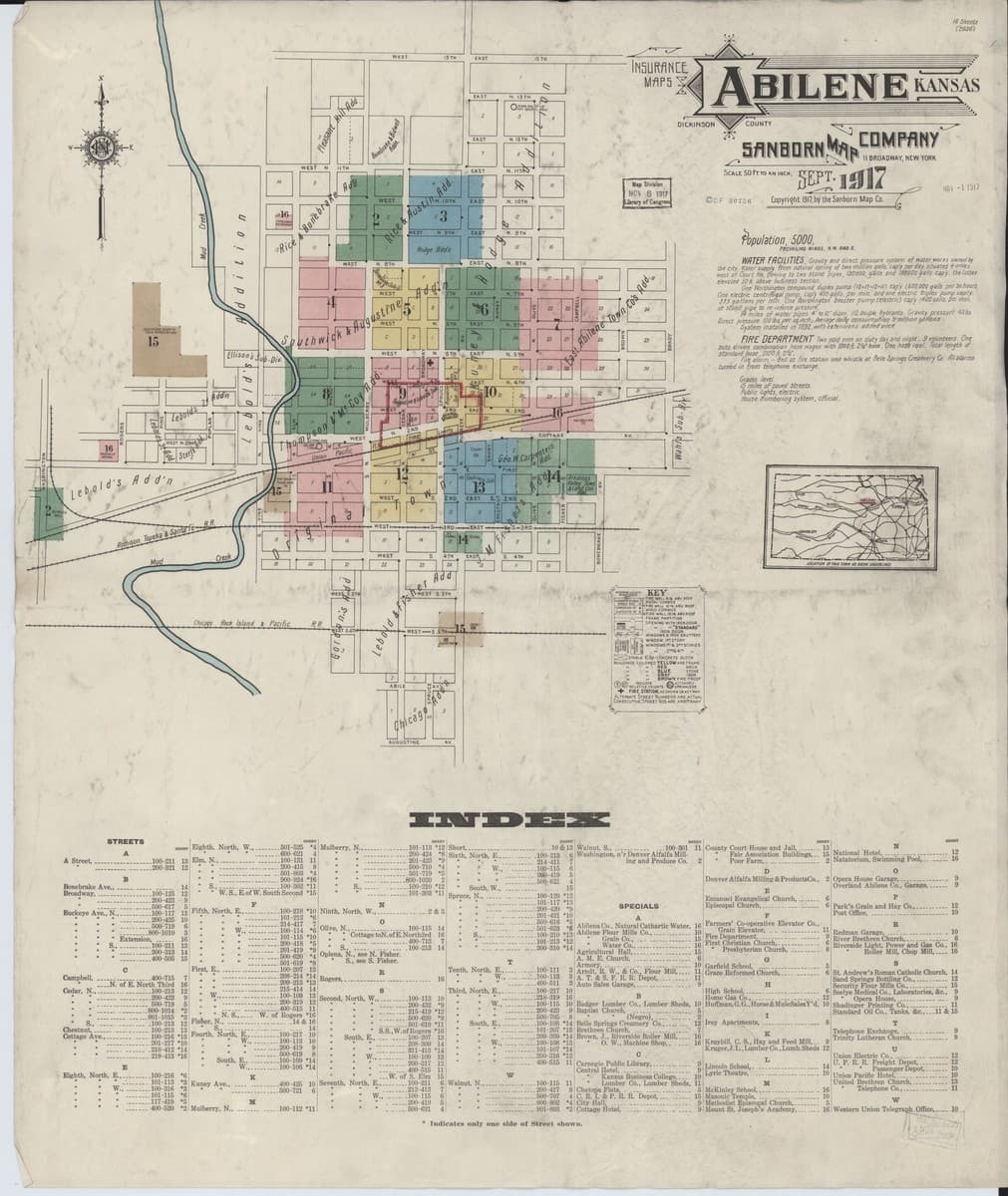 Abilene, Kansas - 1917 Sanborn Map