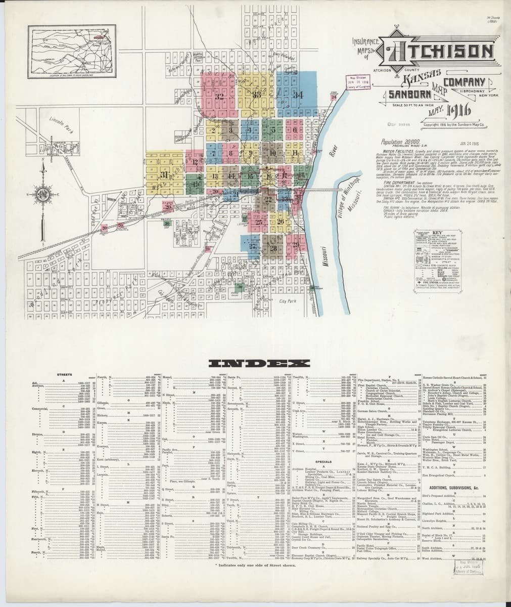 Atchison, Kansas - 1916 Sanborn Map