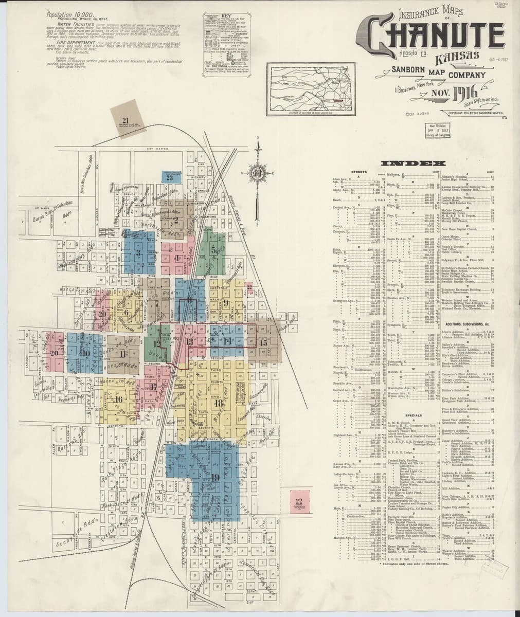 Chanute, Kansas - 1916 Sanborn Map