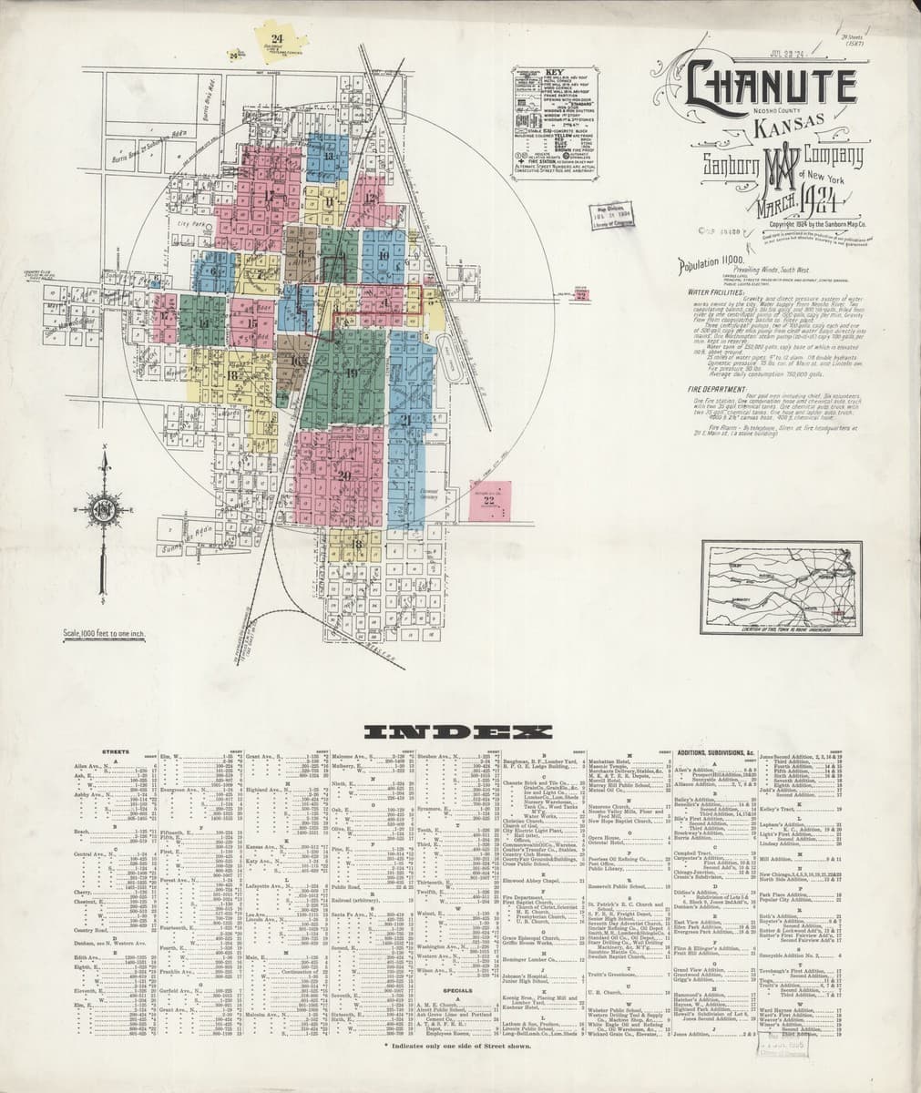 Chanute, Kansas - 1924 Sanborn Map