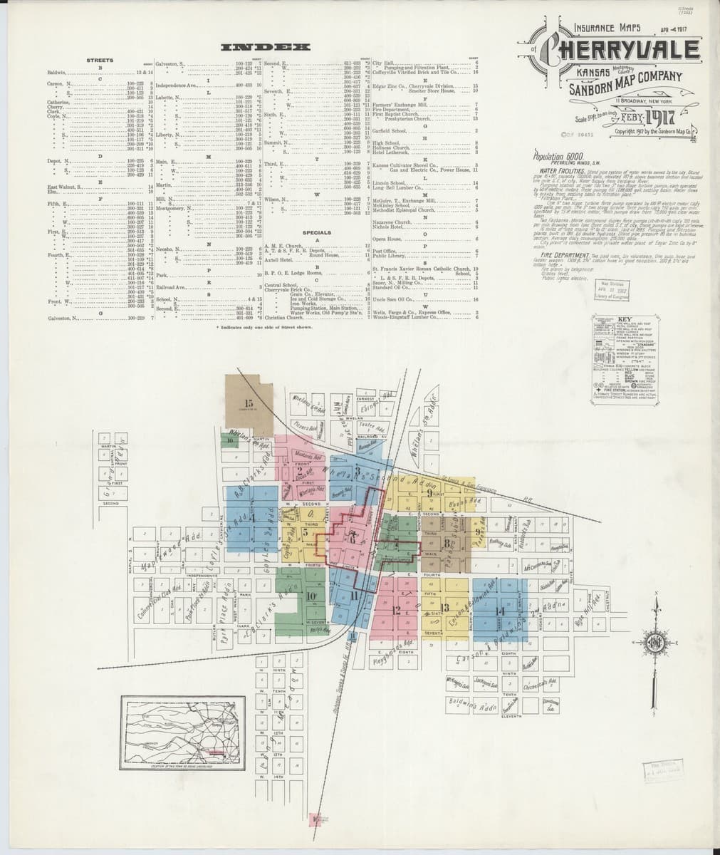 Cherryvale, Kansas - 1917 Sanborn Map