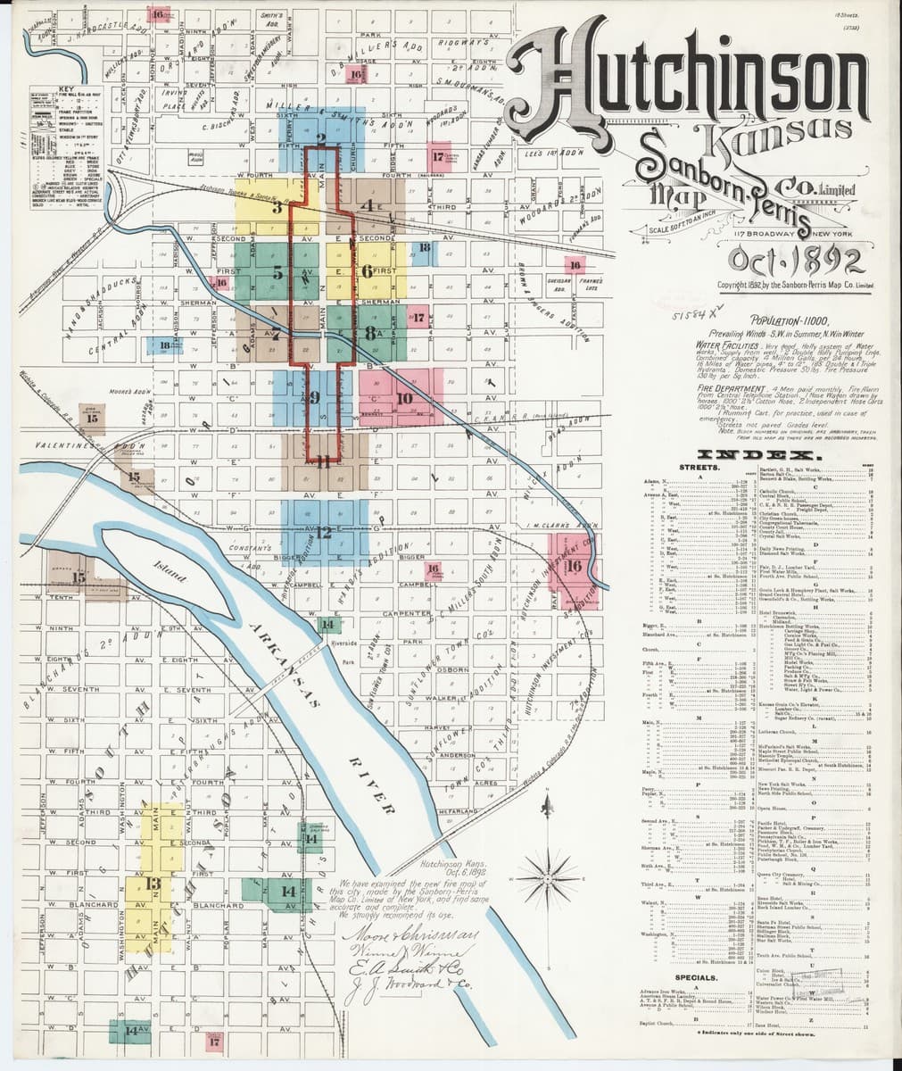 Hutchinson, Kansas - 1892 Sanborn Map