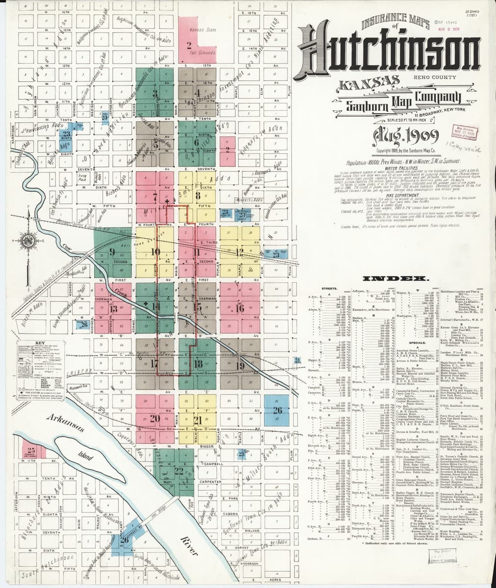 Hutchinson, Kansas - 1909 Sanborn Map