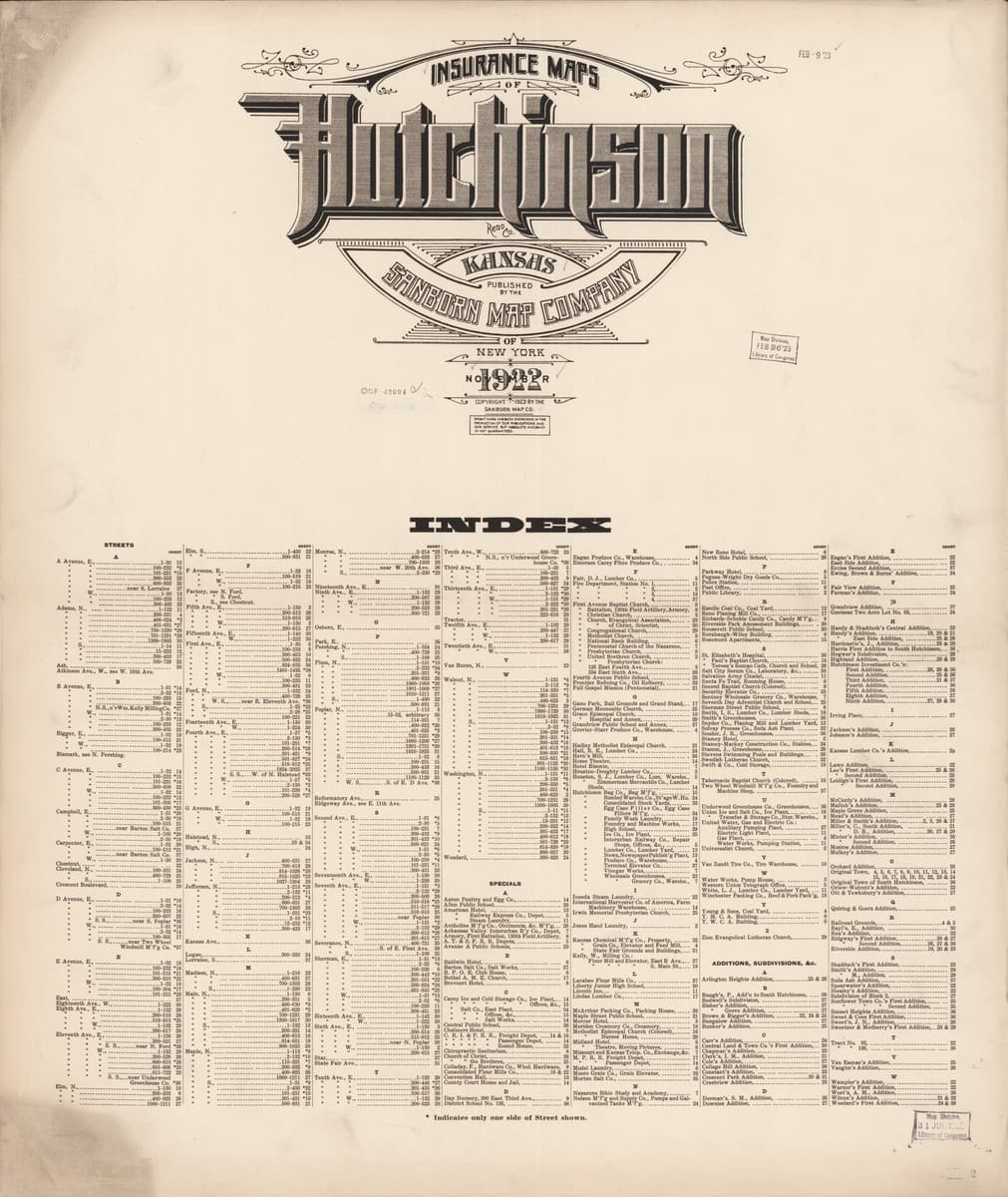 Hutchinson, Kansas - 1922 Sanborn Map