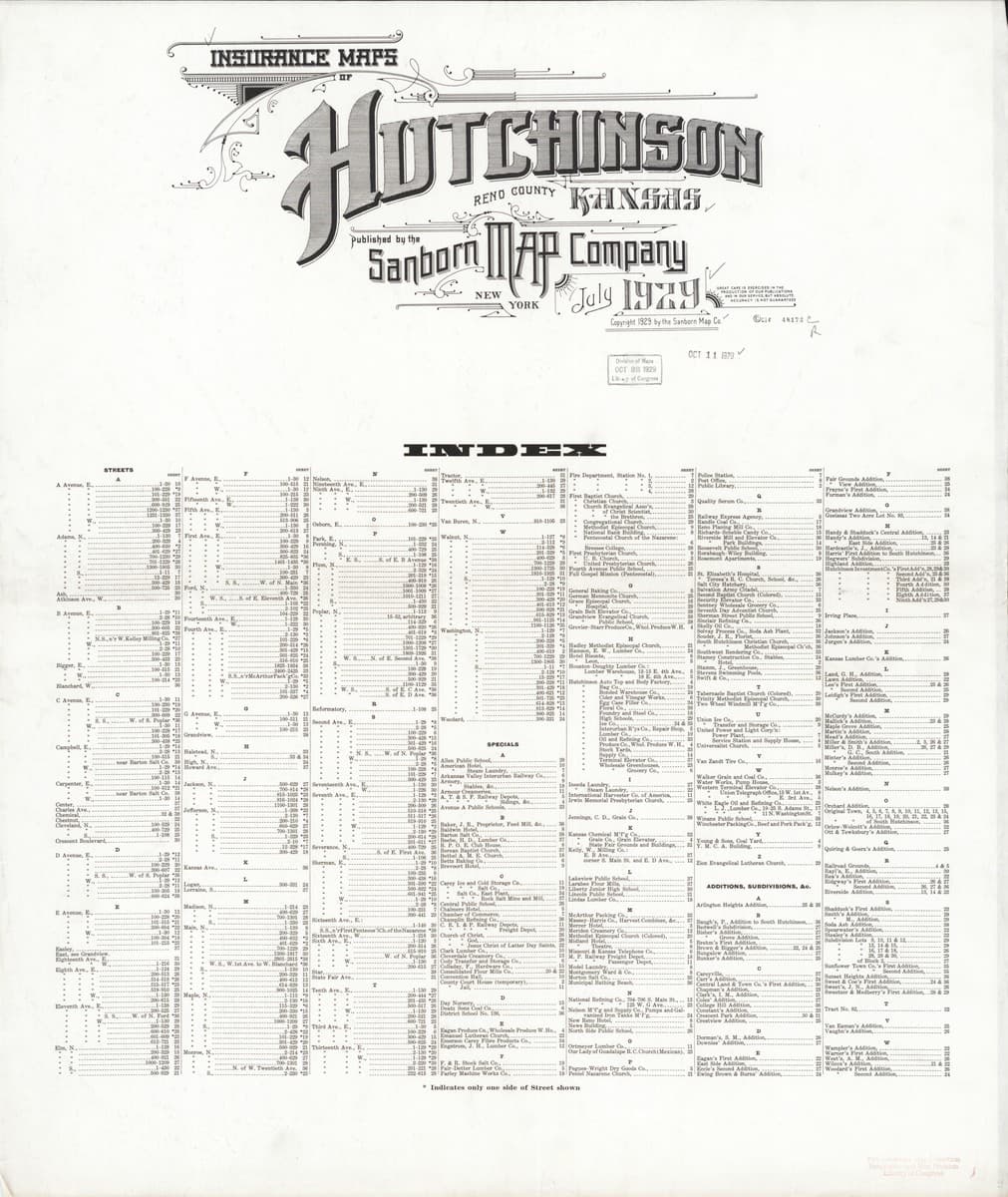 Hutchinson, Kansas - 1929 Sanborn Map