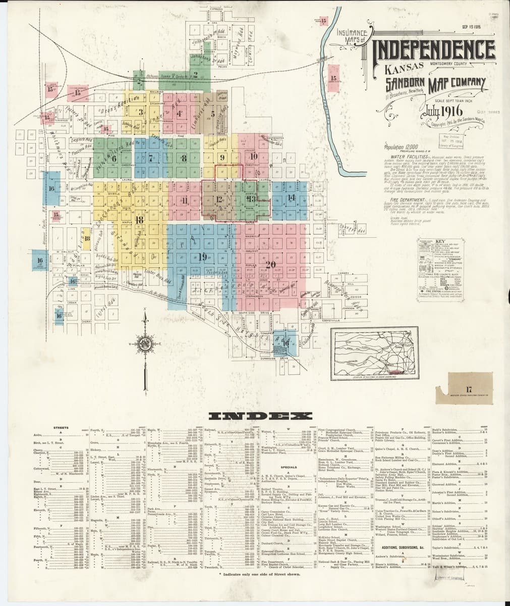 Independence, Kansas - 1916 Sanborn Map