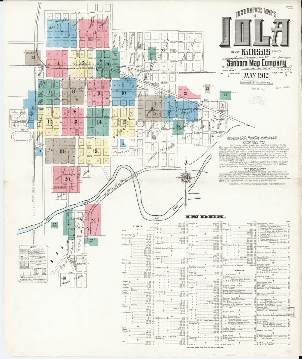 Iola, Kansas - 1912 Sanborn Map