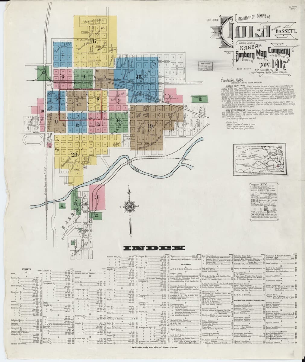 Iola, Kansas - 1917 Sanborn Map
