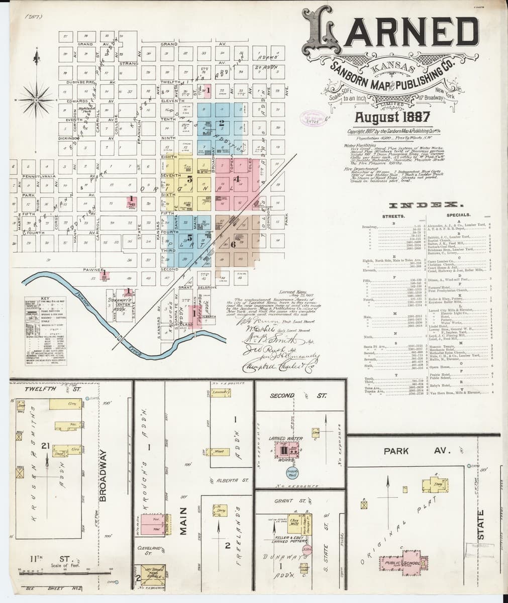 Larned, Kansas - 1887 Sanborn Map