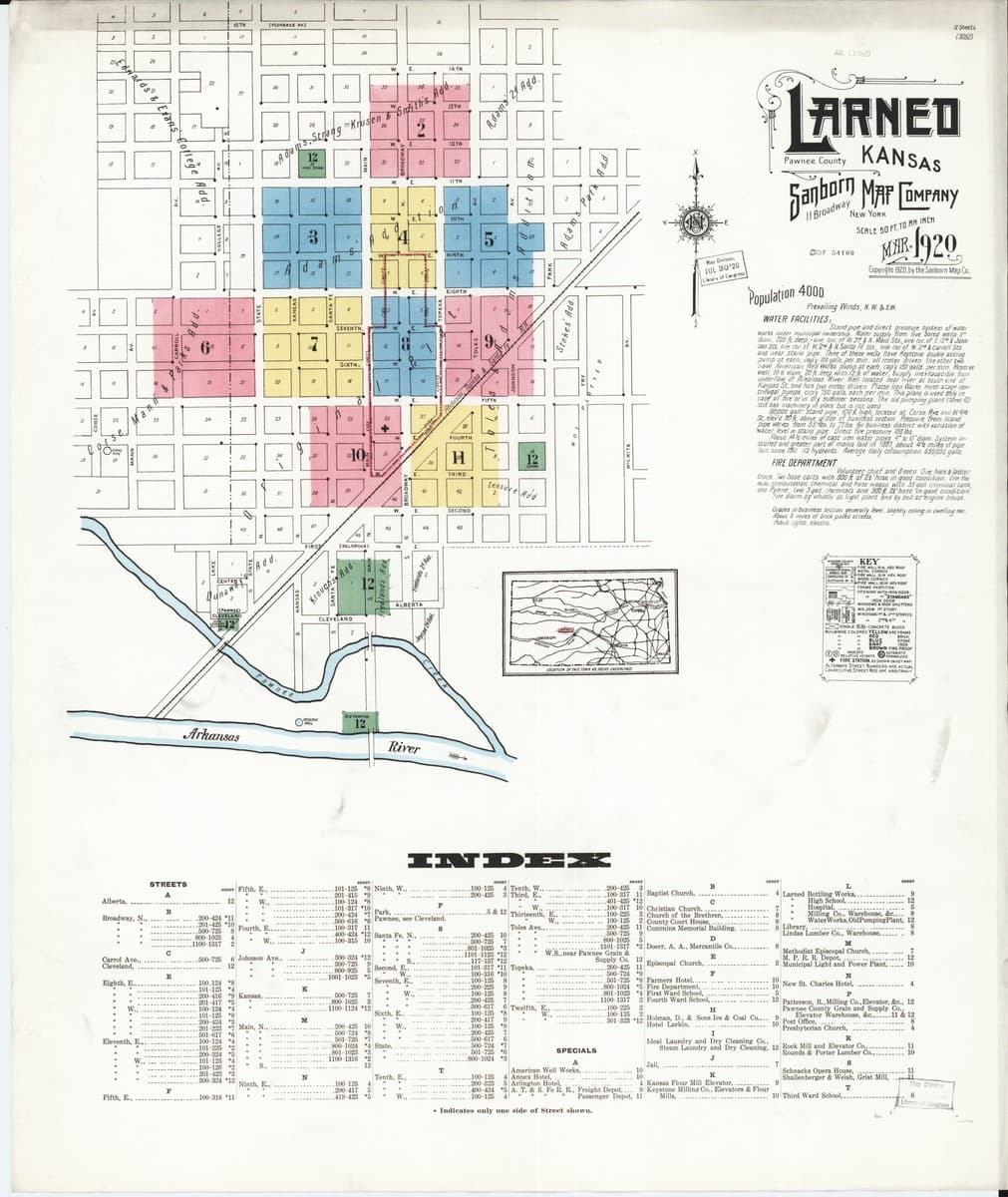 Larned, Kansas - 1920 Sanborn Map