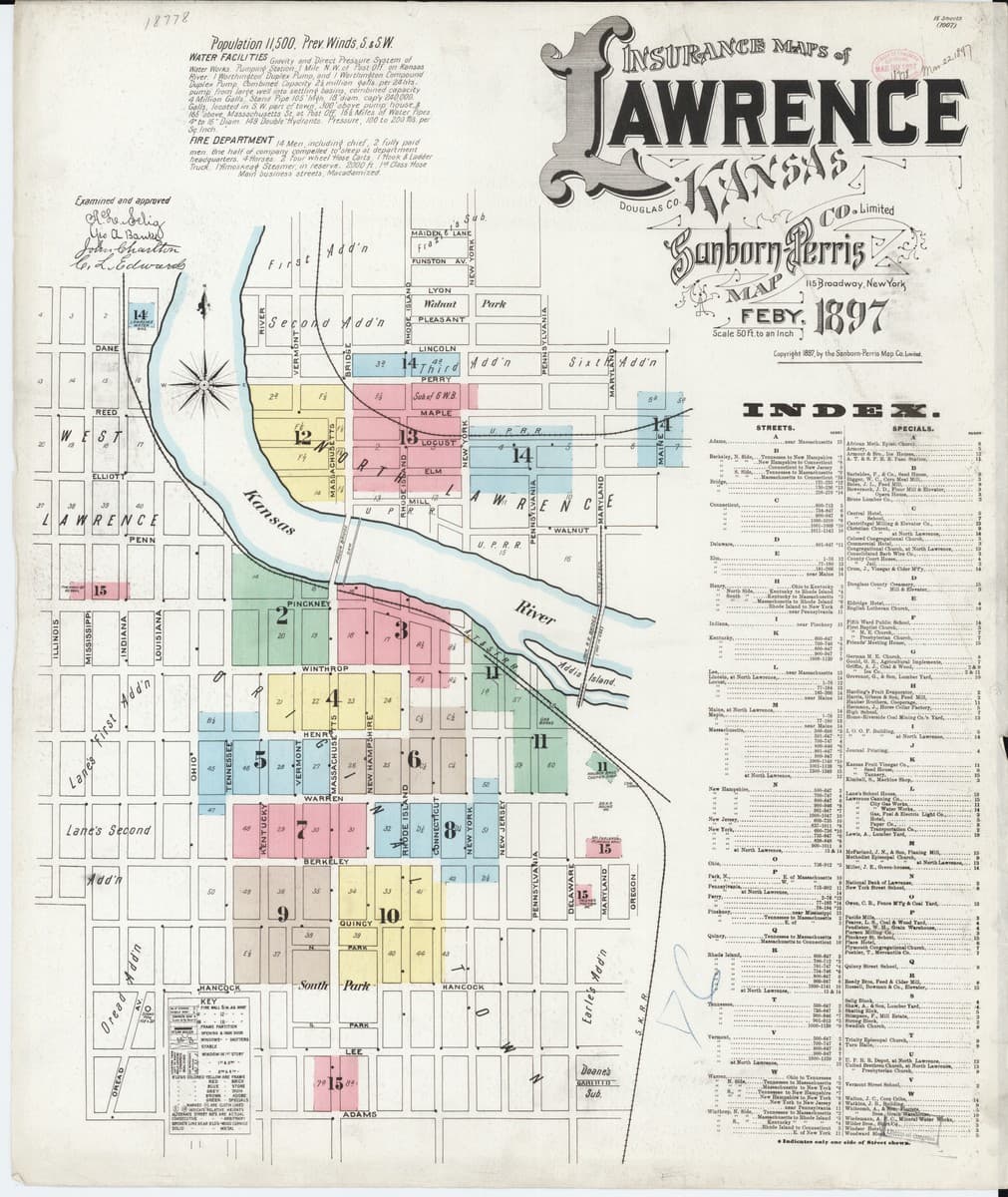 Lawrence, Kansas - 1897 Sanborn Map