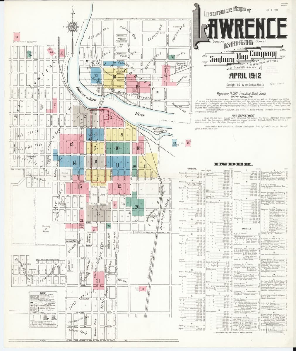 Lawrence, Kansas - 1912 Sanborn Map